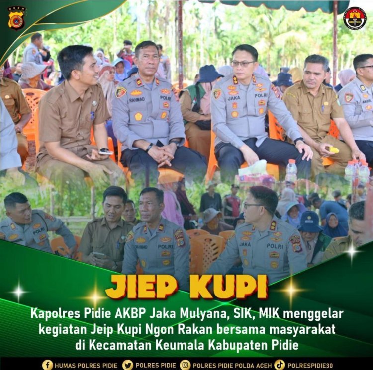 Kapolres Pidie Gelar Kegiatan “Jiep Kupi Ngon Rakan” Bersama Masyarakat di Kecamatan Keumala