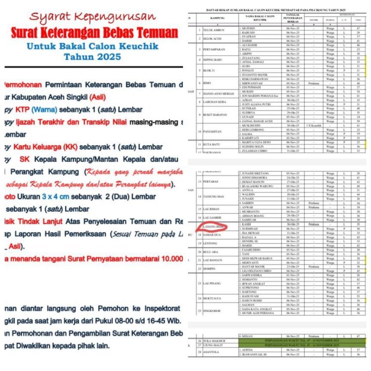 P2K Desa Ladang Bisik Dinilai Abaikan Surat Edaran Bupati Aceh Singkil, KASIH Tetap Didaftarkan Meski LHP Belum Selesai, Ada Apa?
