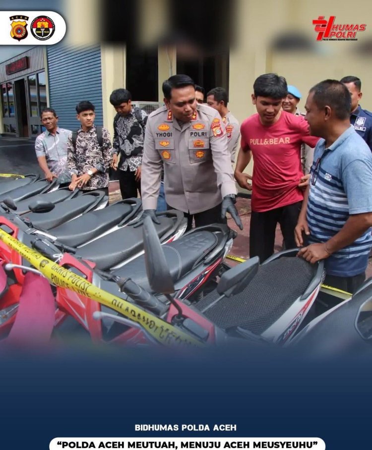 Polres Aceh Barat Bongkar Sindikat Curanmor Lintas Kabupaten, 19 Unit Motor Berhasil Diamankan