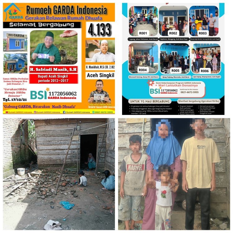 GARDA Indonesia Bangun Rumah Layak Huni untuk Janda Empat Anak Yatim di Aceh Singkil