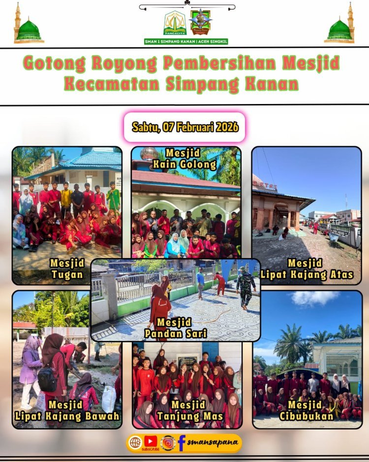 SMA Negeri 1 Simpang Kanan Gelar Gotong Royong Pembersihan Masjid di Kecamatan Simpang Kanan