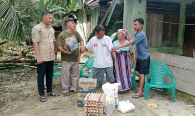 Rumah Warga Tertimpa Pohon Durian, Pemdes Pertabas dan Plt Camat Sigap Beri Bantuan