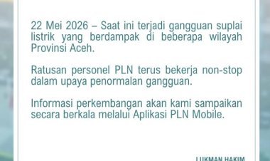 Gangguan Pasokan Listrik Melanda Sejumlah Wilayah di Aceh, PLN Kerahkan Ratusan Personel untuk Penormalan