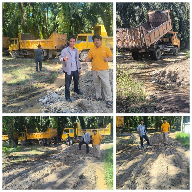 PT Socfindo Kebun Lae Butar Bantu Perbaikan Akses Jalan Menuju SMP Negeri 4 Gunung Meriah