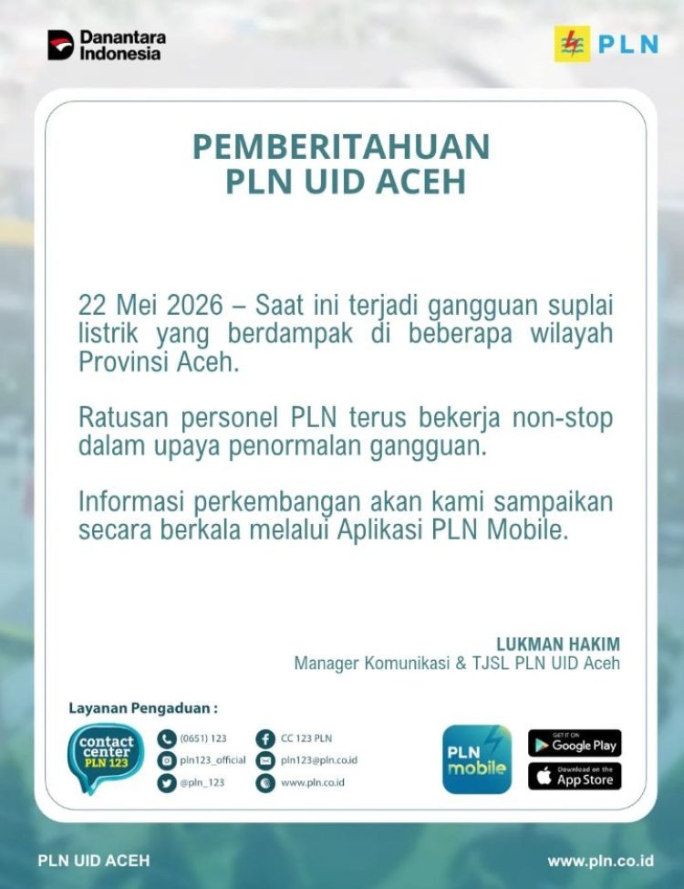 Gangguan Pasokan Listrik Melanda Sejumlah Wilayah di Aceh, PLN Kerahkan Ratusan Personel untuk Penormalan