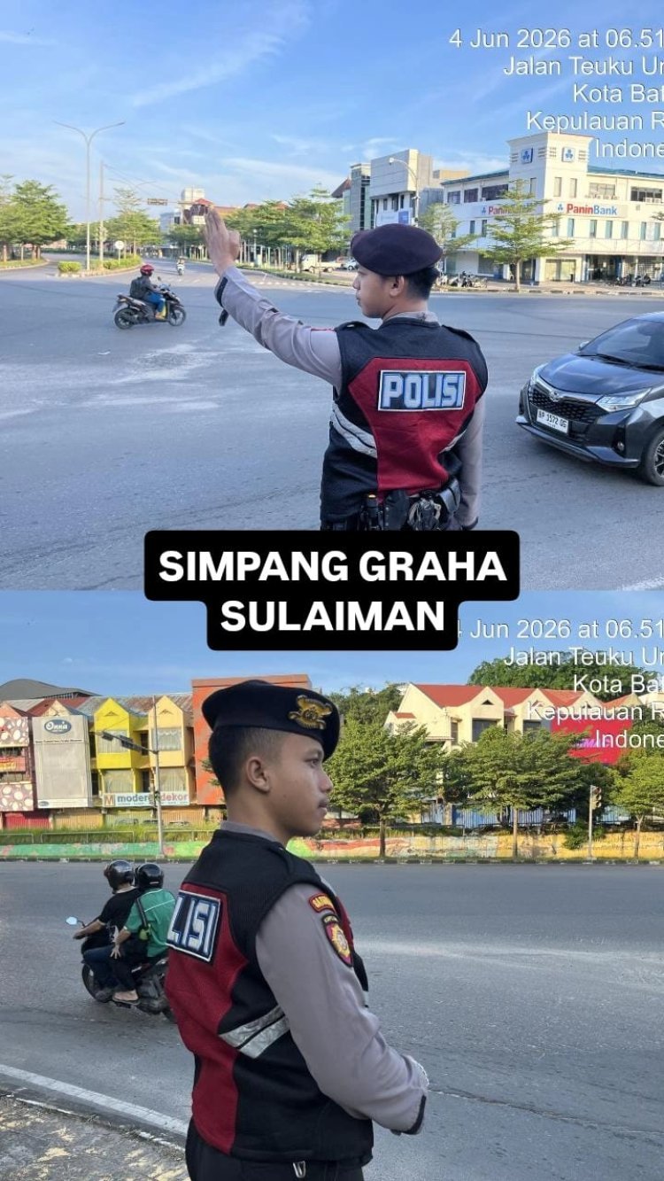 Sat Samapta Polresta Barelang Intensifkan Strong Point Pagi untuk Wujudkan Kelancaran Arus Lalu Lintas di Kota Batam