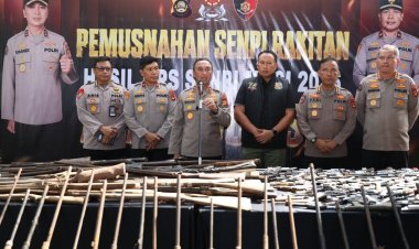 Negara Hadir Berantas Senpi Ilegal, Polda Sumsel Musnahkan Ratusan Senjata Api Hasil Ops Senpi Musi 2026