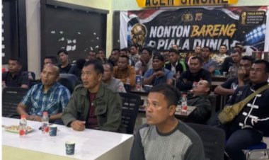 Polres Aceh Singkil Gelar Nobar Piala Dunia 2026 Laga Prancis vs Spanyol di Aula Tribrata