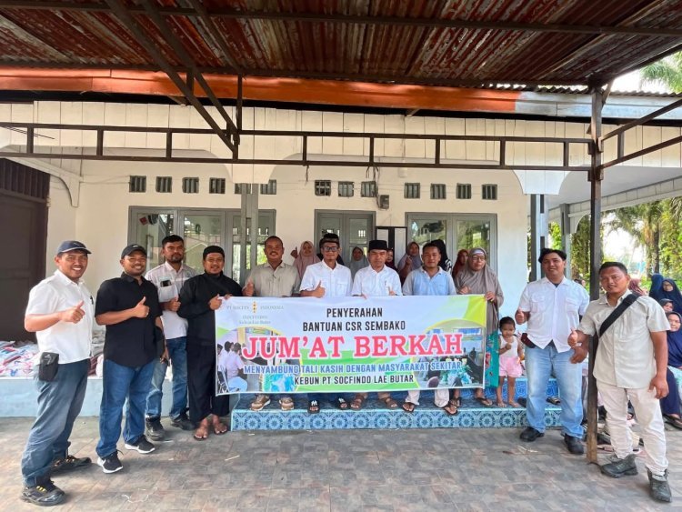 PT Socfindo Salurkan 140 Paket Sembako untuk Warga Lae Butar Lewat Program Jumat Berkah