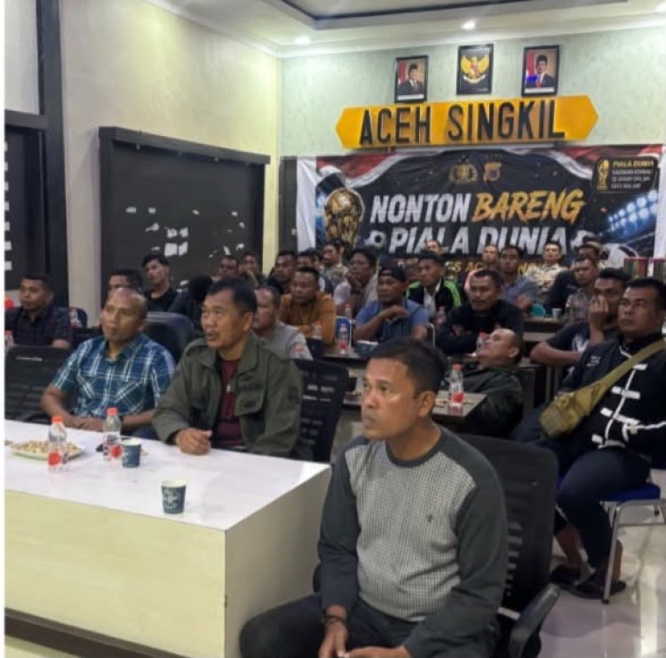 Polres Aceh Singkil Gelar Nobar Piala Dunia 2026 Laga Prancis vs Spanyol di Aula Tribrata