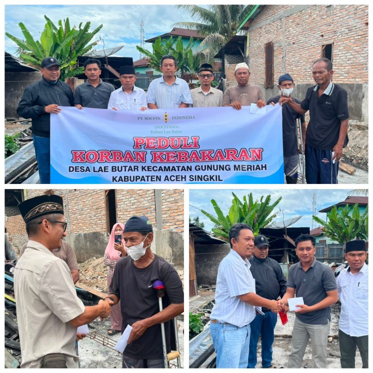 PT Socfindo Kebun Lae Butar Salurkan Bantuan bagi Korban Kebakaran di Aceh Singkil, Wujud Kepedulian terhadap Masyarakat